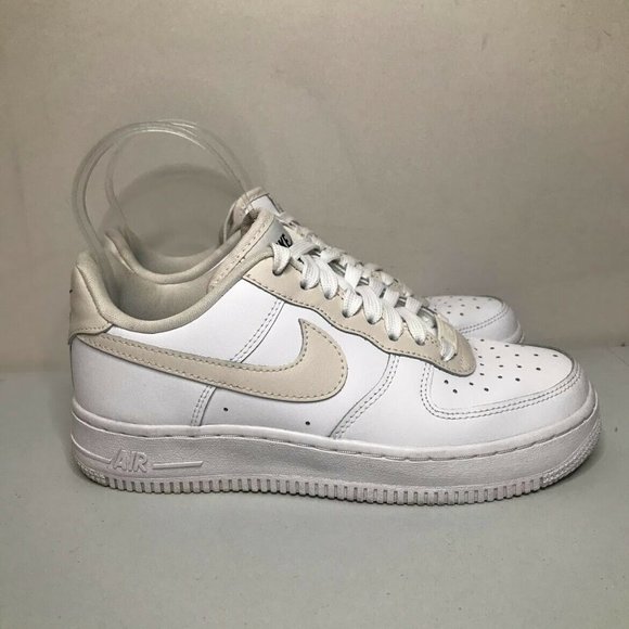 Nike Shoes - Nike by You Air Force 1 Low Women's 6 White Lace Up Beige Swoosh Sneaker Shoes